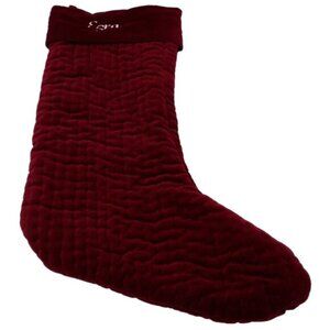 Pottery Barn Ezra Velvet Quilted Stocking Christmas Holiday Ruby Red 24 Inch